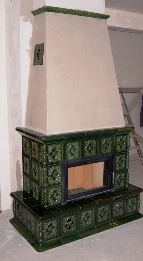 kominek kafle ozdobny zielony